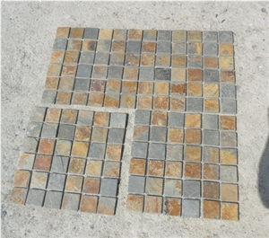 Slate Mosaic-Copper Rust Slate 4.8*4.8 Mosaic Slate Mosaic-Copper Rust Slate 4.8*4.8 Mosaic