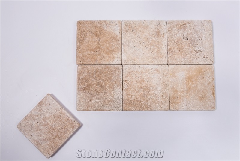 Armenia Beige Travertine Tumbled Tiles