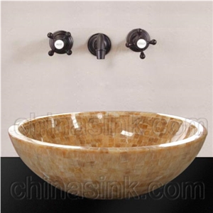 Mosaic Onyx Vessel Sink, Yellow Onyx Vessel Sink