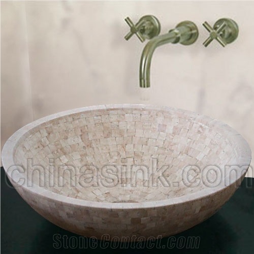 Mosaic Onyx Vessel Sink, Yellow Onyx Vessel Sink