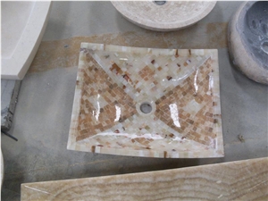 Mosaic Onyx Vessel Sink, Yellow Onyx Vessel Sink