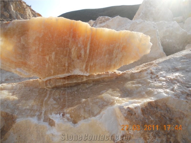 Orange Onyx Block, Iran Yellow Onyx