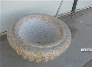 Small Yellow Granite Flowerpot, Garden Granite Flowerpots