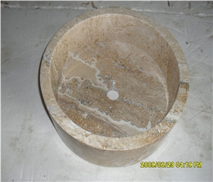Travertine Washing Basin, Beige Travertine Basin
