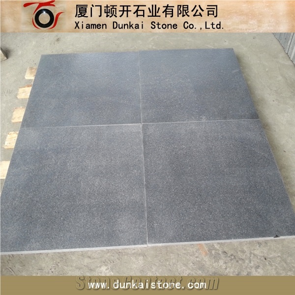 G684 Black Basalt Tiles in Leather Finish