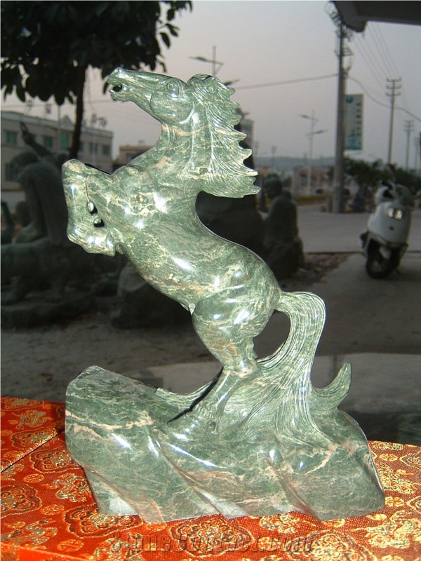 Green Jadeite Granite Animal Sculpture