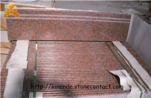 Maple-Leaf Red Granite Steps, Stone Stairs