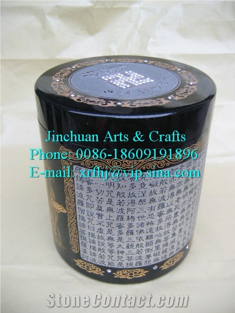 Hei-Hua-Gang Black Granite Cremation Urn