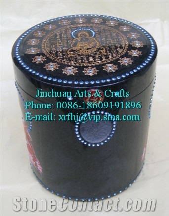 Granite Cremation Urn (ZHHG-DZW21x23), Hei-Hua-Gang Black Granite Cremation Urn