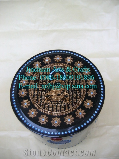 Granite Cremation Urn (ZHHG-DZW21x23), Hei-Hua-Gang Black Granite Cremation Urn