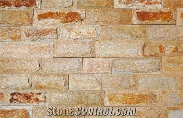 Handmade Natural Stone Gold Gneiss Mushroom Walling Tiles
