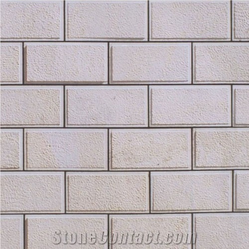 Wall Facing with Bush-hammered Surface., Vratza Beige Limestone