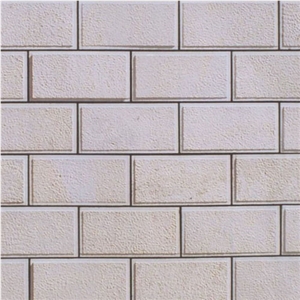 Wall Facing with Bush-hammered Surface., Vratza Beige Limestone