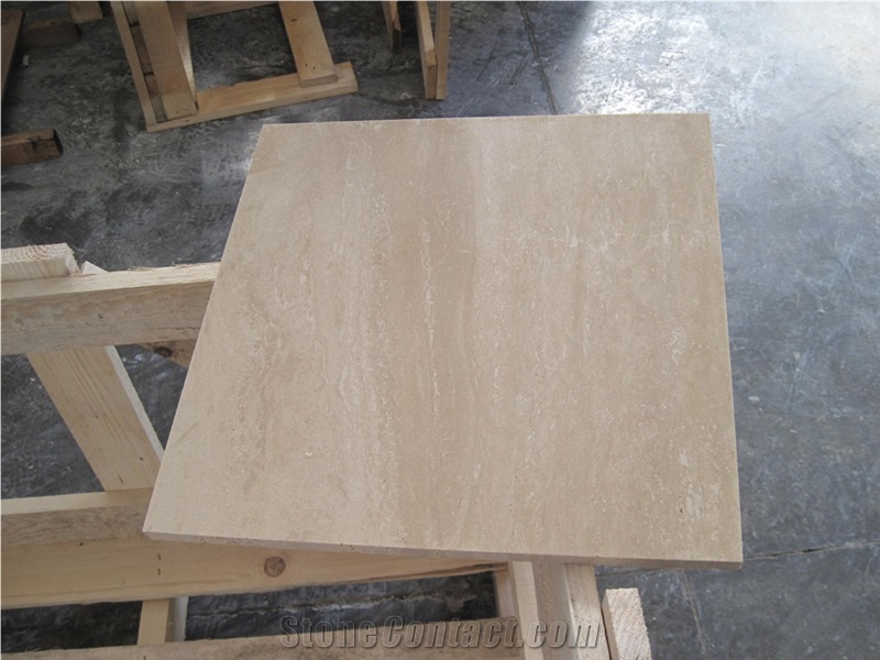 Travertino Romano Classico Tiles Polished and Fill, Travertino Classico Romano Travertine