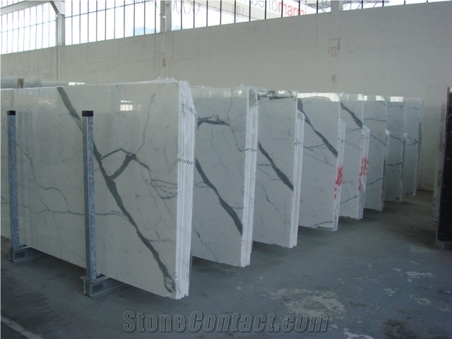 Italian Statuario Extra Marble Slabs , Statuario Cervaiole White Marble