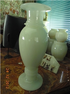 Onyx Vases, Pots, Pakistan White Onyx Artifacts, Handcrafts