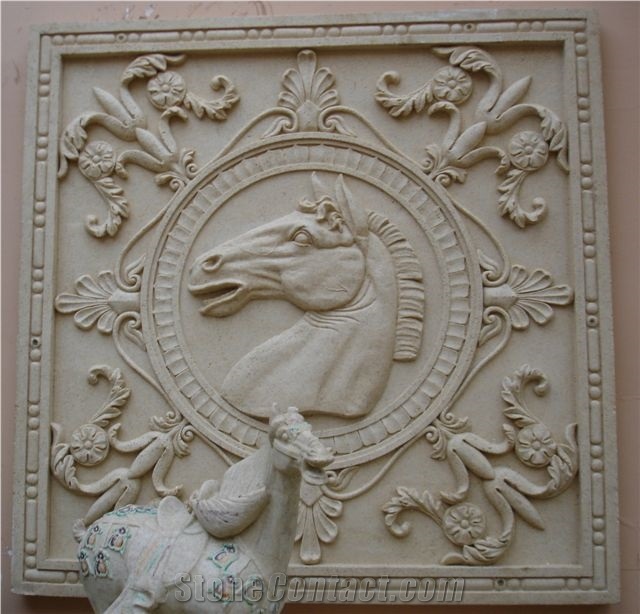 Beige Sandstone Wall Relief