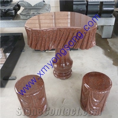 Granite Stone Table & Chair, India Red,G663, Baham