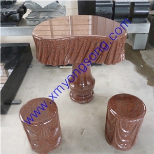 Granite Stone Table & Chair, India Red,G663, Baham Granite Stone Table & Chair, India Red,G663, Baham
