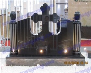 Shanxi Black Granite Celtic Cross Headstone Tombstone for Gardens