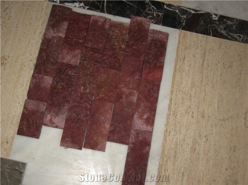 Red Flame Split Face Marble Tiles