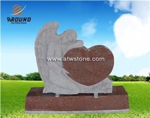 India Red Angel Holding Heart Headstone Monument India Red Angel Holding Heart Headstone Monument
