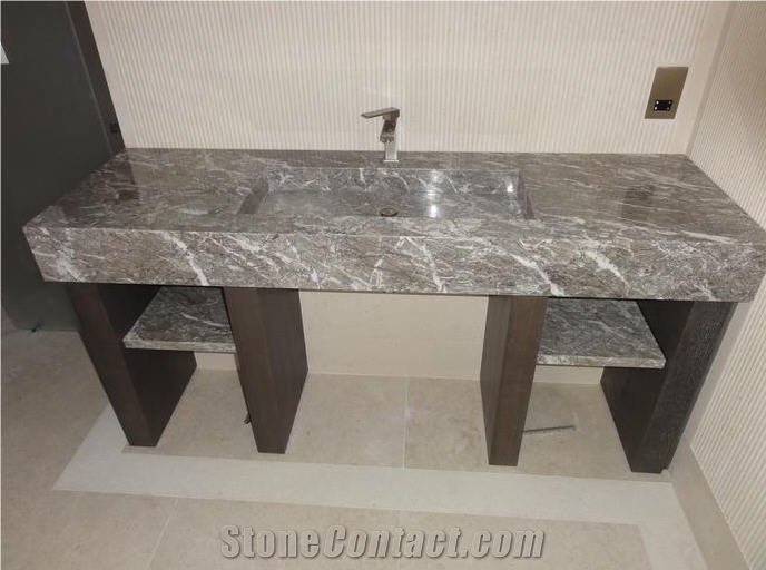 Specialist Vanity Units, Grigio Carnico Grey Marble Bath Tops