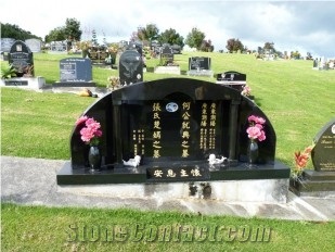 Custom Memorials, Absolute India Black Granite Monument, Tombstone