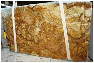 Cooper Canyon Granite Slabs, Brazil Yellow Granite