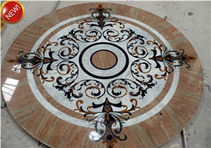 Ivory Pink and White Marble Inlayed Medallion, Ivory Pink ,White Marble Granite Ivory Pink and White Marble Inlayed Medallion, Ivory Pink ,White Marble Granite