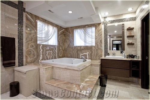 Bath Design with Honey Onyx, Yellow Onyx