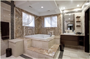 Bath Design with Honey Onyx, Yellow Onyx