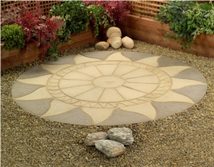 Circle Paving, Mint Multi Sand Beige Sandstone Cobble, Pavers