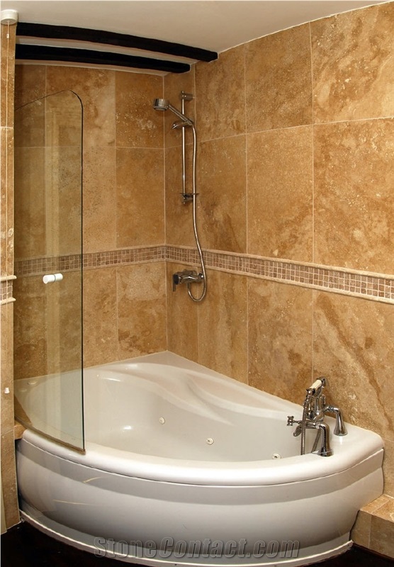 Golden Brown Travertine Shower
