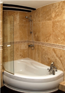 Golden Brown Travertine Shower