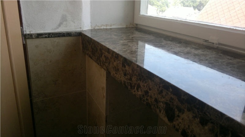 Dark Emperador Window Sills, Brown Marble
