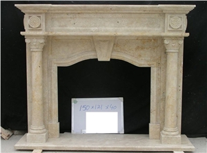 Beige Travertine Fireplace Mantel