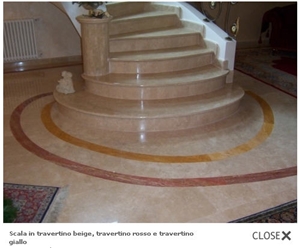 Stairs in Beige Travertine, Red Travertine, Giallo, Travertino Cisterna Beige Travertine Stairs in Beige Travertine, Red Travertine, Giallo, Travertino Cisterna Beige Travertine