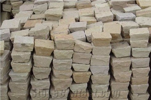 Natural Camel Dust Sandstone Cobbles, Beige Sandstone