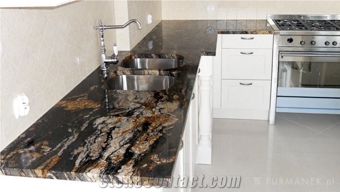 Magma Gold Countertops, Black Granite