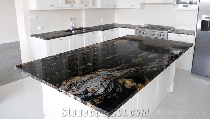 Magma Gold Countertops, Black Granite
