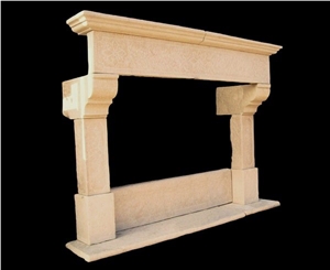 Splendid Limestone Fireplace, Apricena Fiorito Beige Limestone