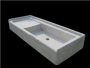 Stone Sinks Antique Style, Pietra Di Finale Chiara White Limestone