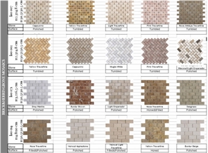 Brick Herringbon Mosaic, Denizli Travertine