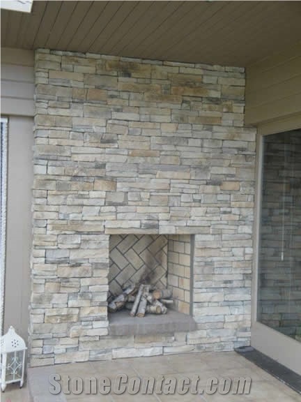 Ledge Stone Fireplace