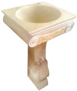 Jerusalem Cream Stone Pedestal Basin, Beige Limestone