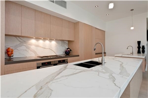 Kitchen Benchtops in Calacatta Macchia Oro, White Marble Kitchen Countertops