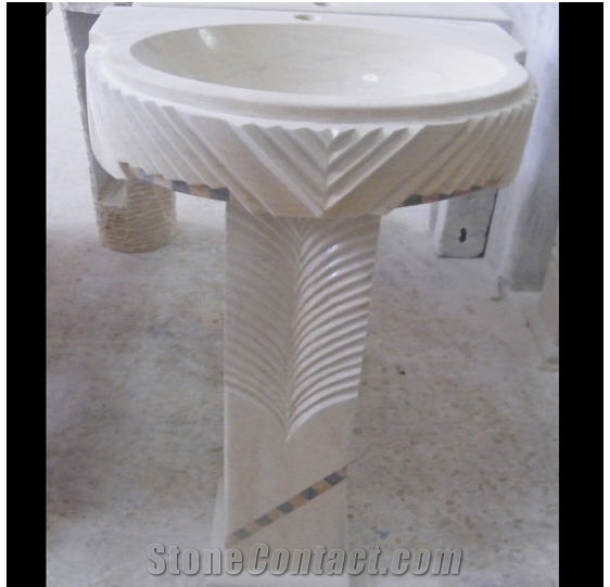 Bone Light Limestone Basin, Jerusalem Bone Light White Limestone