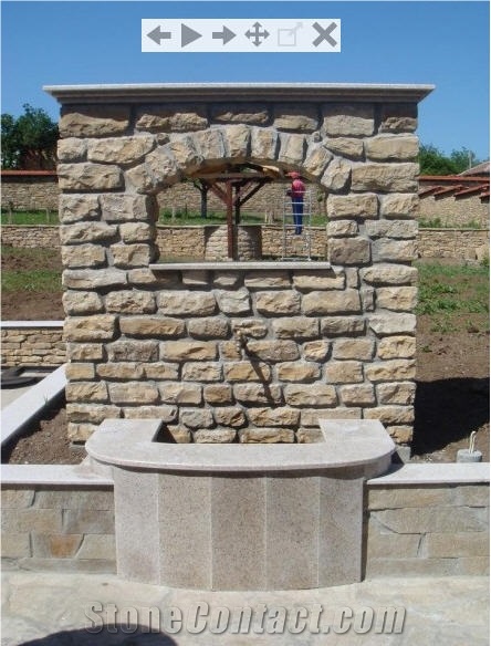 Gneis Fountain, Gneis Silber Beige Quartzite