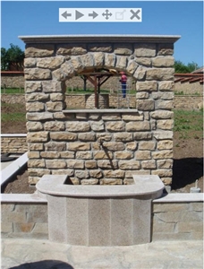 Gneis Fountain, Gneis Silber Beige Quartzite